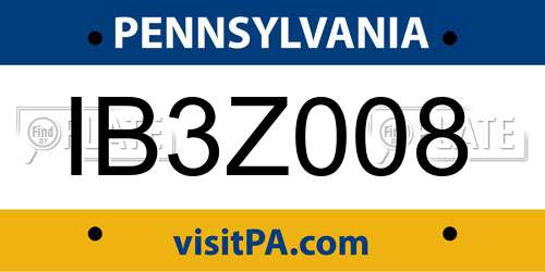 IB3Z008 Pennsylvania License Plate