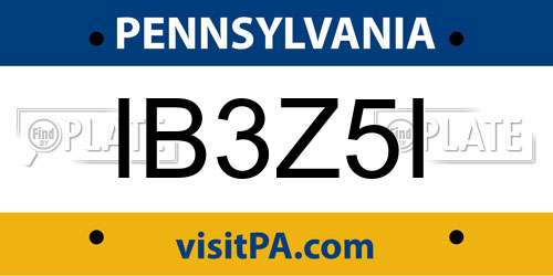 IB3Z5I Pennsylvania License Plate