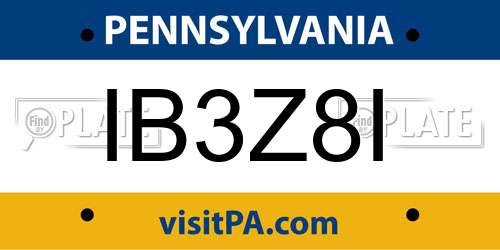 IB3Z8I Pennsylvania License Plate