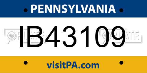 IB43109 Pennsylvania License Plate