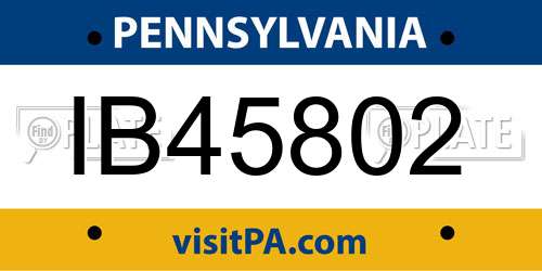 IB45802 Pennsylvania License Plate