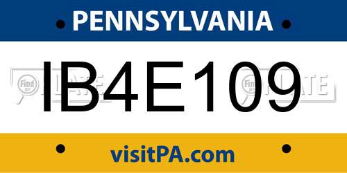 IB4E109 Pennsylvania License Plate