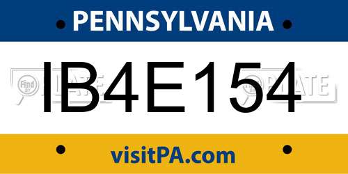 IB4E154 Pennsylvania License Plate