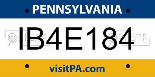 IB4E184 Pennsylvania License Plate