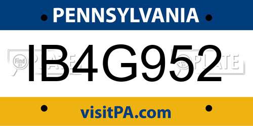 IB4G952 Pennsylvania License Plate