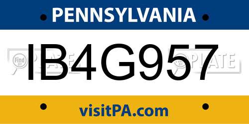IB4G957 Pennsylvania License Plate