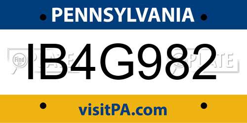 IB4G982 Pennsylvania License Plate