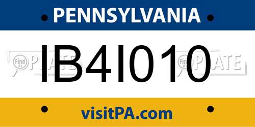 IB4I010 Pennsylvania License Plate