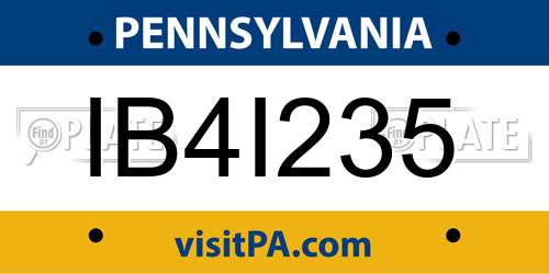 IB4I235 Pennsylvania License Plate