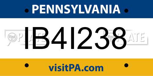 IB4I238 Pennsylvania License Plate