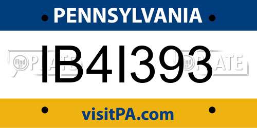 IB4I393 Pennsylvania License Plate