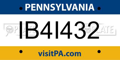 IB4I432 Pennsylvania License Plate
