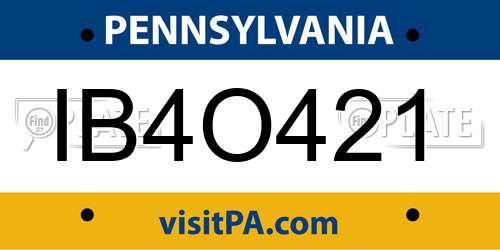 IB4O421 Pennsylvania License Plate