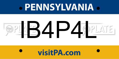 IB4P4L Pennsylvania License Plate