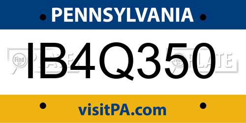 IB4Q350 Pennsylvania License Plate