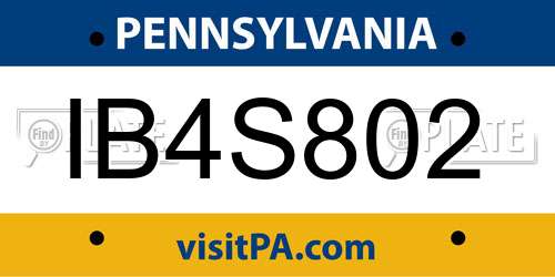 IB4S802 Pennsylvania License Plate