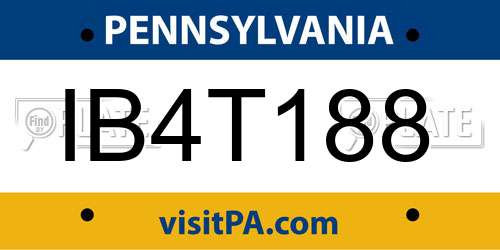 IB4T188 Pennsylvania License Plate