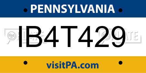 IB4T429 Pennsylvania License Plate