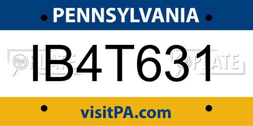 IB4T631 Pennsylvania License Plate
