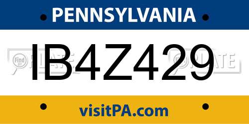 IB4Z429 Pennsylvania License Plate