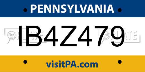 IB4Z479 Pennsylvania License Plate