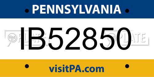 IB52850 Pennsylvania License Plate
