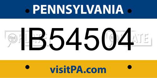 IB54504 Pennsylvania License Plate