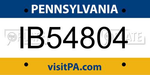 IB54804 Pennsylvania License Plate