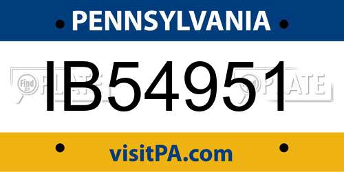 IB54951 Pennsylvania License Plate