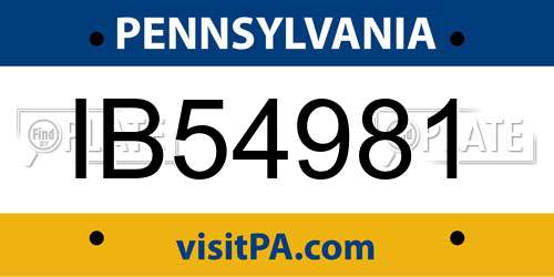 IB54981 Pennsylvania License Plate