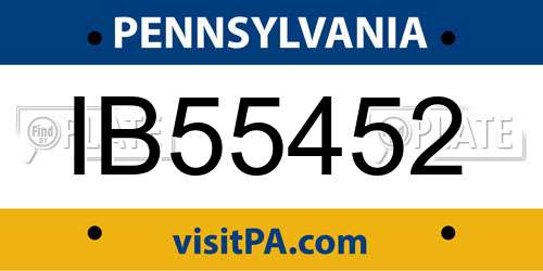 IB55452 Pennsylvania License Plate