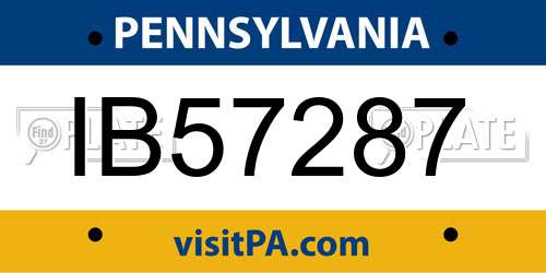 IB57287 Pennsylvania License Plate
