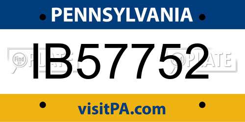 IB57752 Pennsylvania License Plate