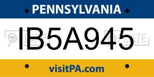 IB5A945 Pennsylvania License Plate
