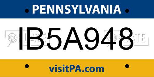 IB5A948 Pennsylvania License Plate