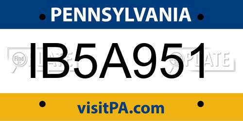 IB5A951 Pennsylvania License Plate