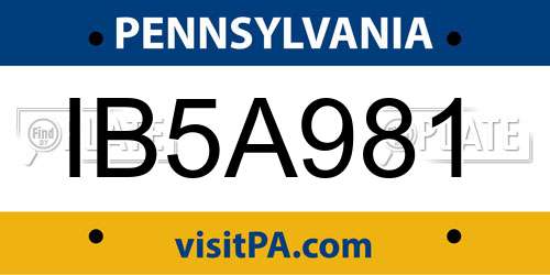 IB5A981 Pennsylvania License Plate