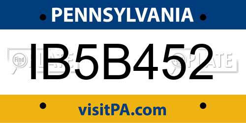 IB5B452 Pennsylvania License Plate