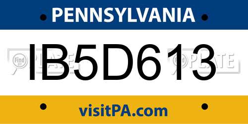 IB5D613 Pennsylvania License Plate