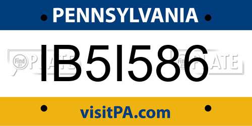 IB5I586 Pennsylvania License Plate