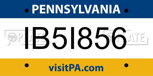 IB5I856 Pennsylvania License Plate