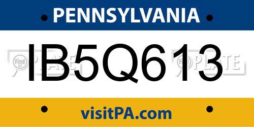 IB5Q613 Pennsylvania License Plate
