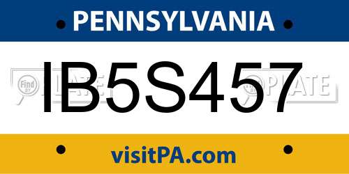 IB5S457 Pennsylvania License Plate