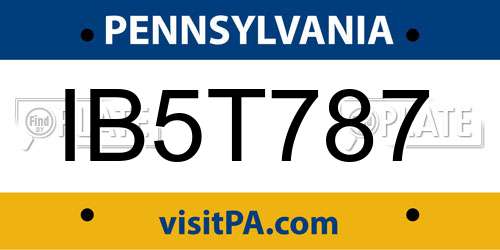 IB5T787 Pennsylvania License Plate