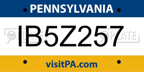 IB5Z257 Pennsylvania License Plate