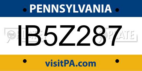 IB5Z287 Pennsylvania License Plate