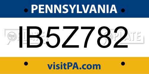 IB5Z782 Pennsylvania License Plate