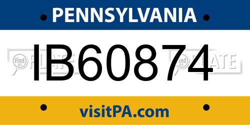 IB60874 Pennsylvania License Plate