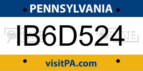 IB6D524 Pennsylvania License Plate