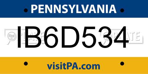 IB6D534 Pennsylvania License Plate